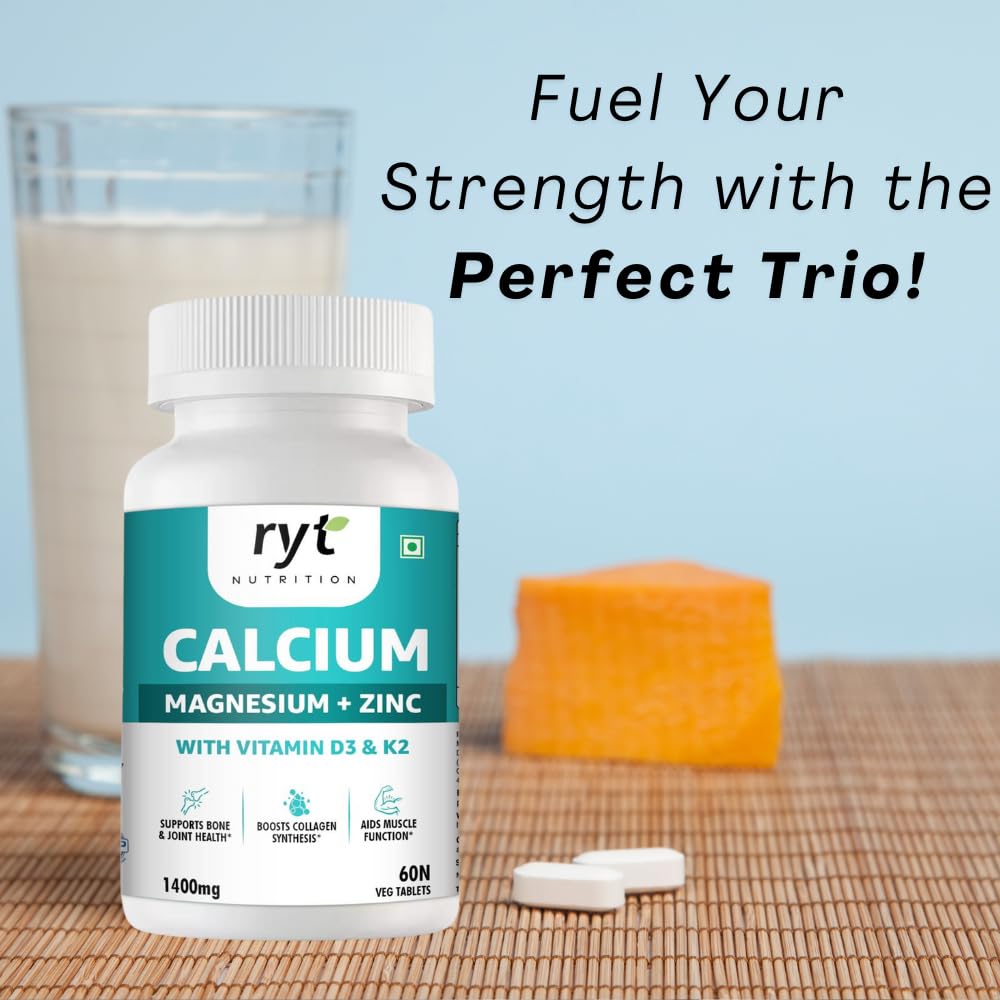 Calcium Tablets, With Magnesium Zinc & Vitamin D3 & K2 For Bone Health & Joint Support | Muscle Strength Supplement For Men & Women