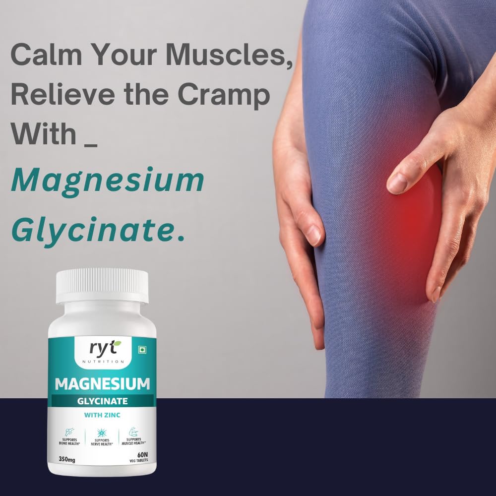 Magnesium Glycinate with Zinc, 350mg, 60 Vegetarian Tablets, Supports Bone, Nerve and Muscle Health