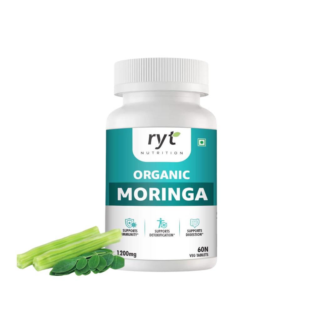 Organic Moringa (1200mg) - 60 Veg Tablets |Drumstick Leaf Extract | 100% Organic |Supports Healthy Digestion & Appetite, Boost immunity & Supports Detoxification