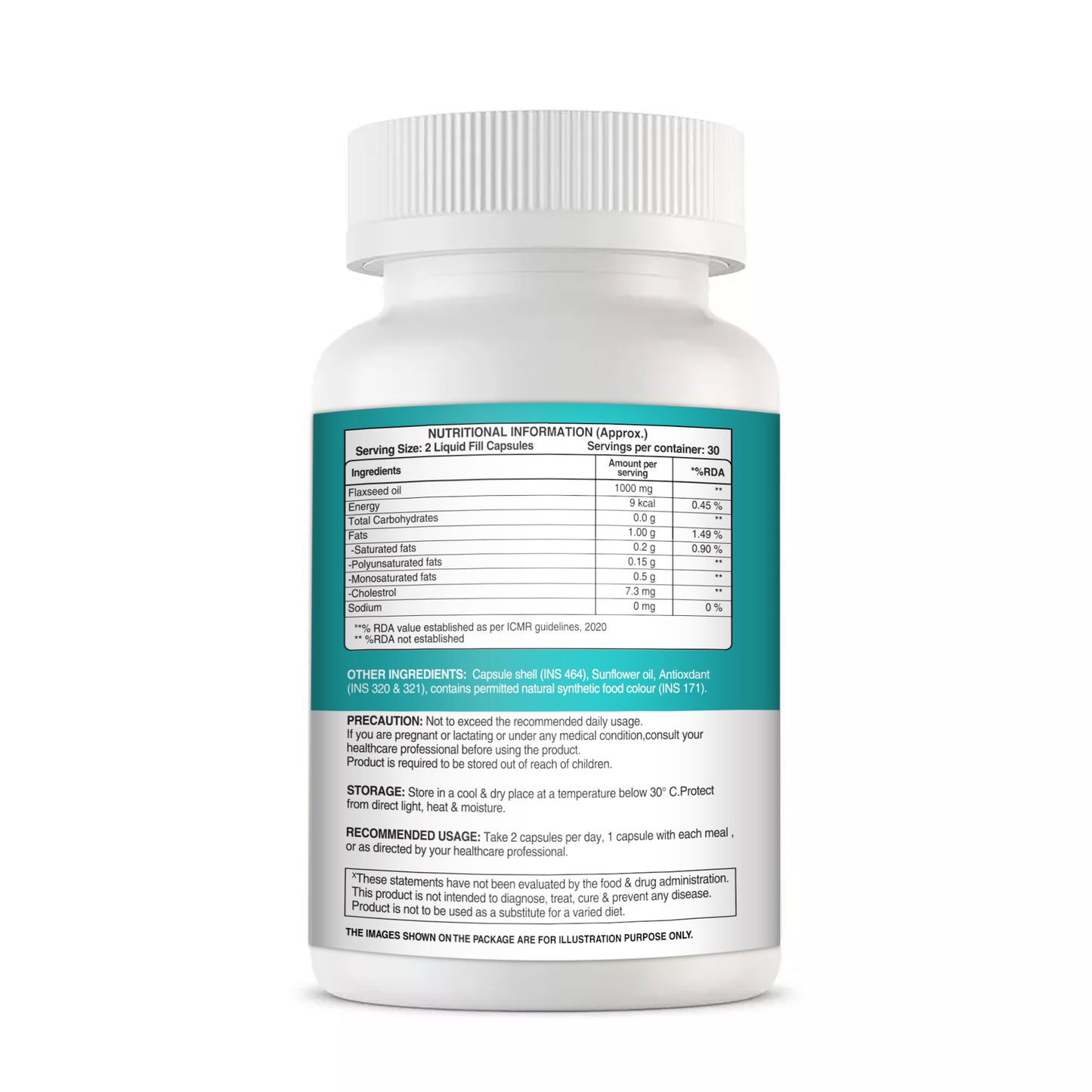 Flaxseed Oil (1000mg) - 60 Veg Capsules, With Omega 3 Fatty Acid Capsules High Absorption for Heart, Joint Support, Boost Immunity & Support Digestive health