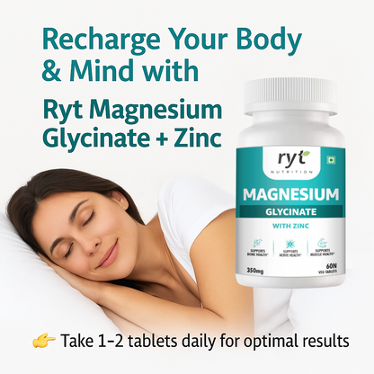 Magnesium Glycinate with Zinc, 350mg, 60 Vegetarian Tablets, Supports Bone, Nerve and Muscle Health