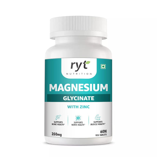 Magnesium Glycinate with Zinc, 350mg, 60 Vegetarian Tablets, Supports Bone, Nerve and Muscle Health