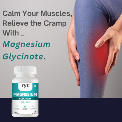 Magnesium Glycinate with Zinc, 350mg, 60 Vegetarian Tablets, Supports Bone, Nerve and Muscle Health