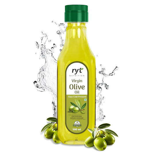 Virgin Olive Oil 500ml | Raw Cold Pressed - 100% Pure & Natural | Low in Saturated Fat | Perfect for Salad, Garnishing, Baking & Sauteing | Rich in Vitamin E & K
