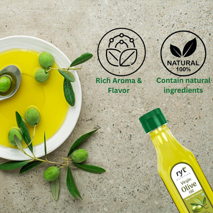 Virgin Olive Oil 500ml | Raw Cold Pressed - 100% Pure & Natural | Low in Saturated Fat | Perfect for Salad, Garnishing, Baking & Sauteing | Rich in Vitamin E & K