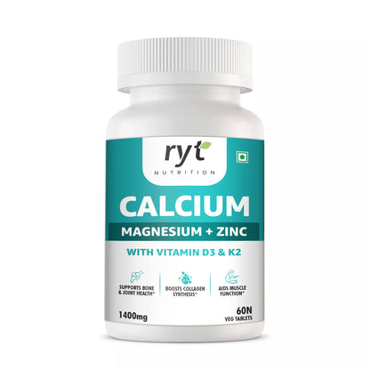 Calcium Tablets, With Magnesium Zinc & Vitamin D3 & K2 For Bone Health & Joint Support | Muscle Strength Supplement For Men & Women